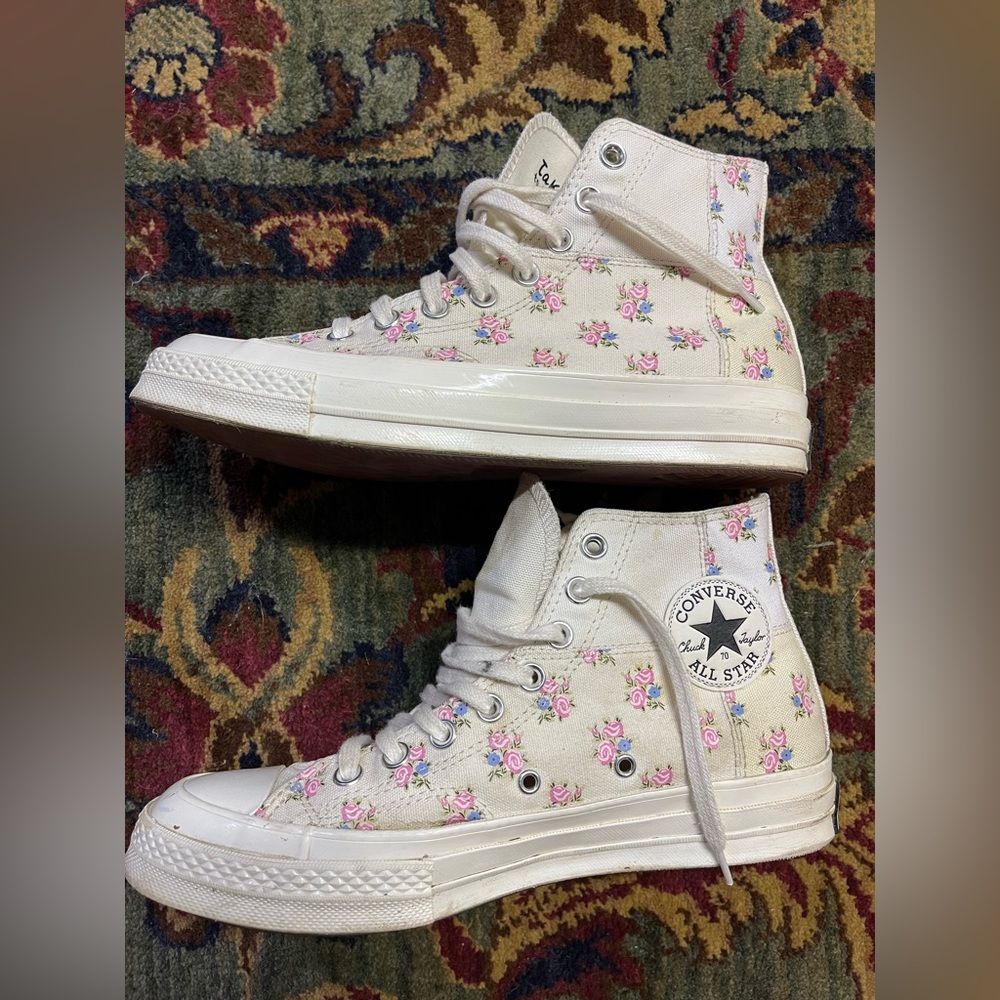 Converse Women's High-Top Sneakers - White with Pink Floral